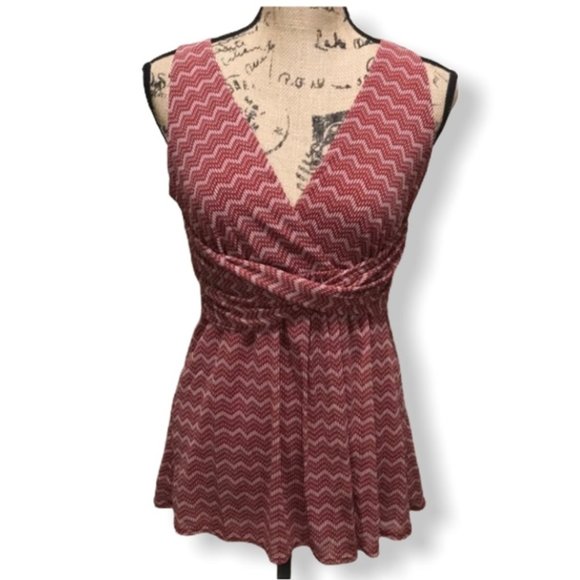 New York & Company Tops - {NY&Co} Red Chevron Surplice Top